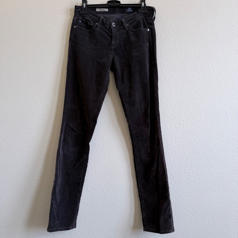 AG Adriano Goldschmied The Stilt Cigarette Leg Corduroy Pants Dark Grey 24R